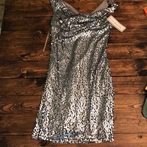 NWT LA BELLE SILVER SEQUIN DRESS